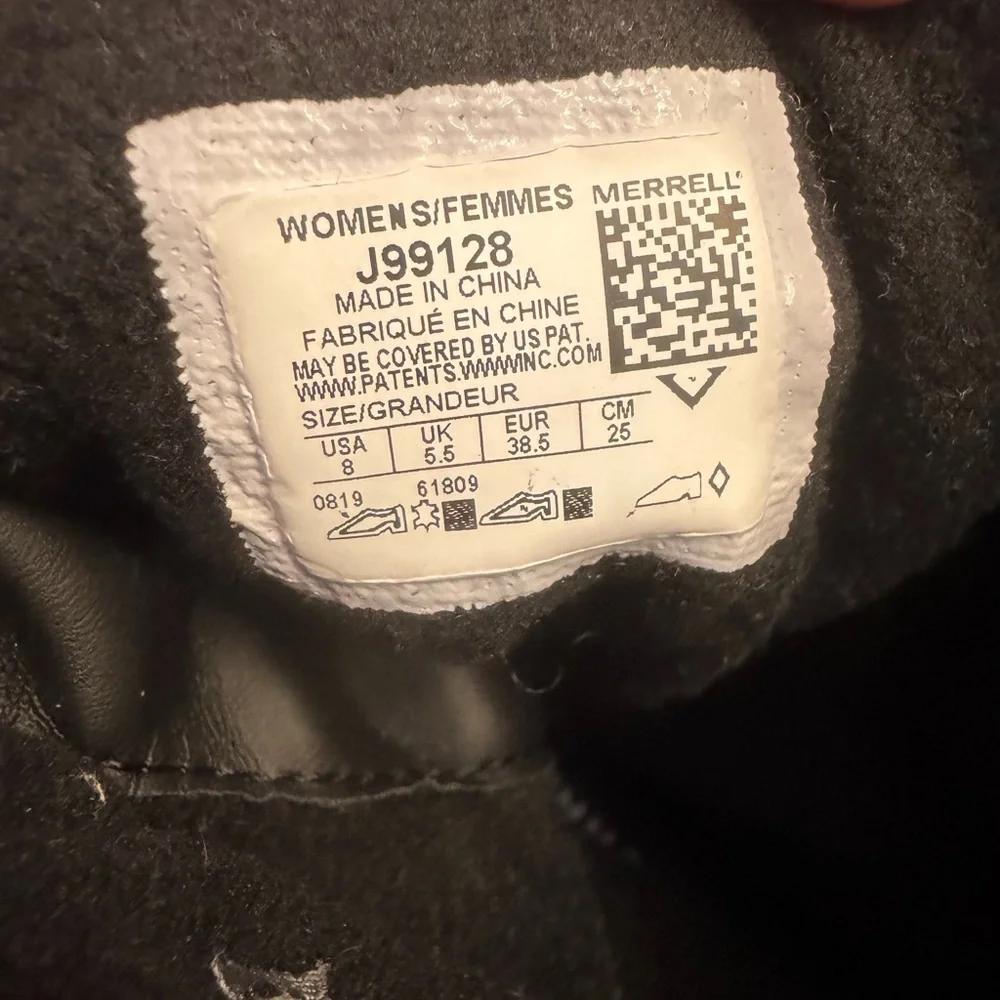 Merrell women’s 8 approach‎ tall waterproof leather quilted black boots J99128